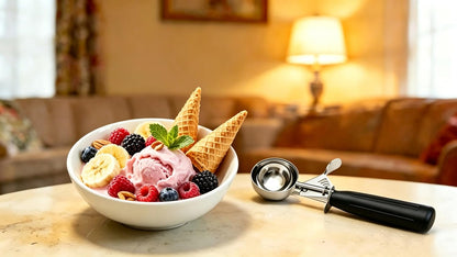Commercial-Grade Ice Cream Scoop 3.25 oz, 18/8 Stainless Steel Cookie Scoop with Plastic Handle, Portion Control Disher Scoop for Bakeries, Restaurants & Dessert Shops, #10, Ivory
