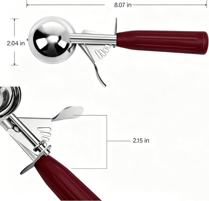 Commercial-Grade Ice Cream Scoop 3.25 oz, 18/8 Stainless Steel Cookie Scoop with Plastic Handle, Portion Control Disher Scoop for Bakeries, Restaurants & Dessert Shops, #10, Ivory