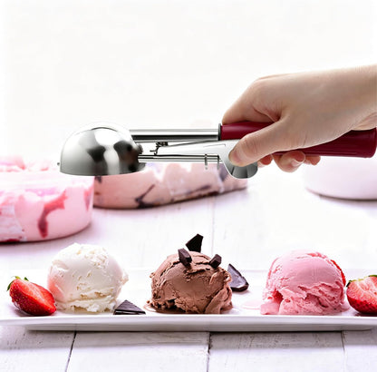 Commercial-Grade Ice Cream Scoop 3.25 oz, 18/8 Stainless Steel Cookie Scoop with Plastic Handle, Portion Control Disher Scoop for Bakeries, Restaurants & Dessert Shops, #10, Ivory