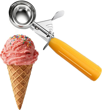 Commercial-Grade Ice Cream Scoop 3.25 oz, 18/8 Stainless Steel Cookie Scoop with Plastic Handle, Portion Control Disher Scoop for Bakeries, Restaurants & Dessert Shops, #10, Ivory