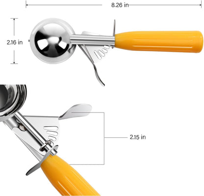 Commercial-Grade Ice Cream Scoop 3.25 oz, 18/8 Stainless Steel Cookie Scoop with Plastic Handle, Portion Control Disher Scoop for Bakeries, Restaurants & Dessert Shops, #10, Ivory