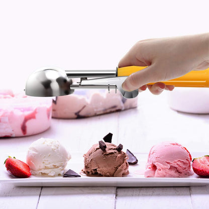 Commercial-Grade Ice Cream Scoop 3.25 oz, 18/8 Stainless Steel Cookie Scoop with Plastic Handle, Portion Control Disher Scoop for Bakeries, Restaurants & Dessert Shops, #10, Ivory