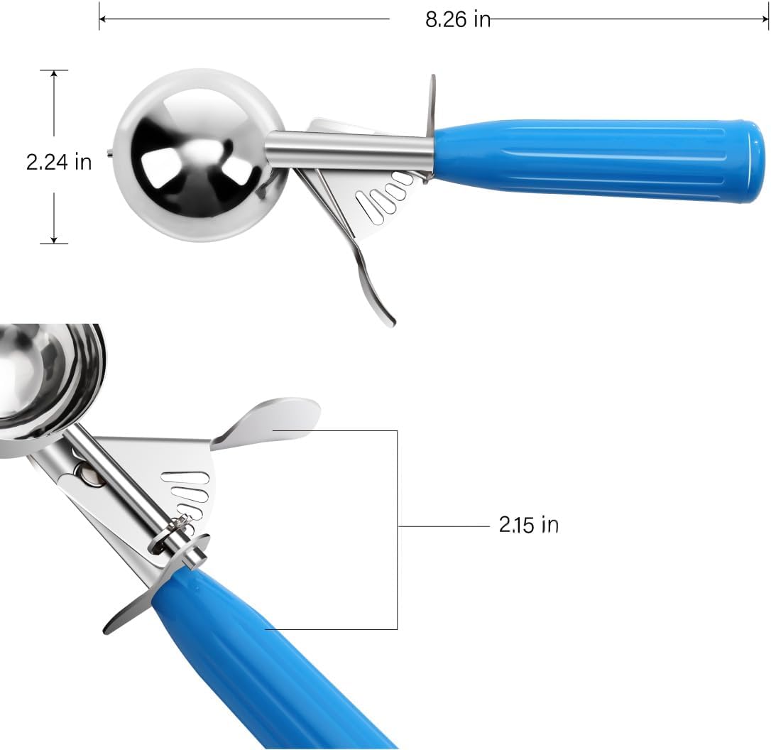 Commercial-Grade Ice Cream Scoop 3.25 oz, 18/8 Stainless Steel Cookie Scoop with Plastic Handle, Portion Control Disher Scoop for Bakeries, Restaurants & Dessert Shops, #10, Ivory