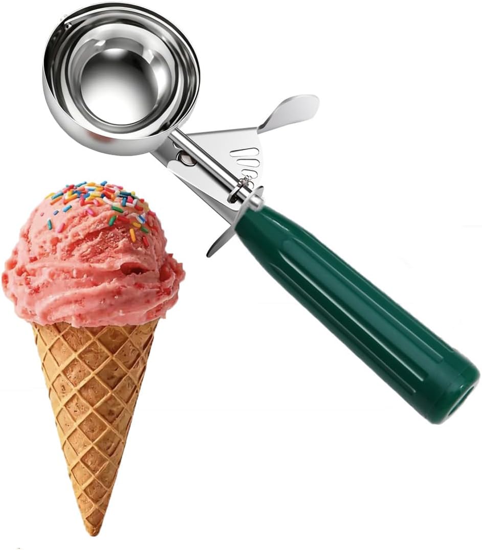 Commercial-Grade Ice Cream Scoop 3.25 oz, 18/8 Stainless Steel Cookie Scoop with Plastic Handle, Portion Control Disher Scoop for Bakeries, Restaurants & Dessert Shops, #10, Ivory