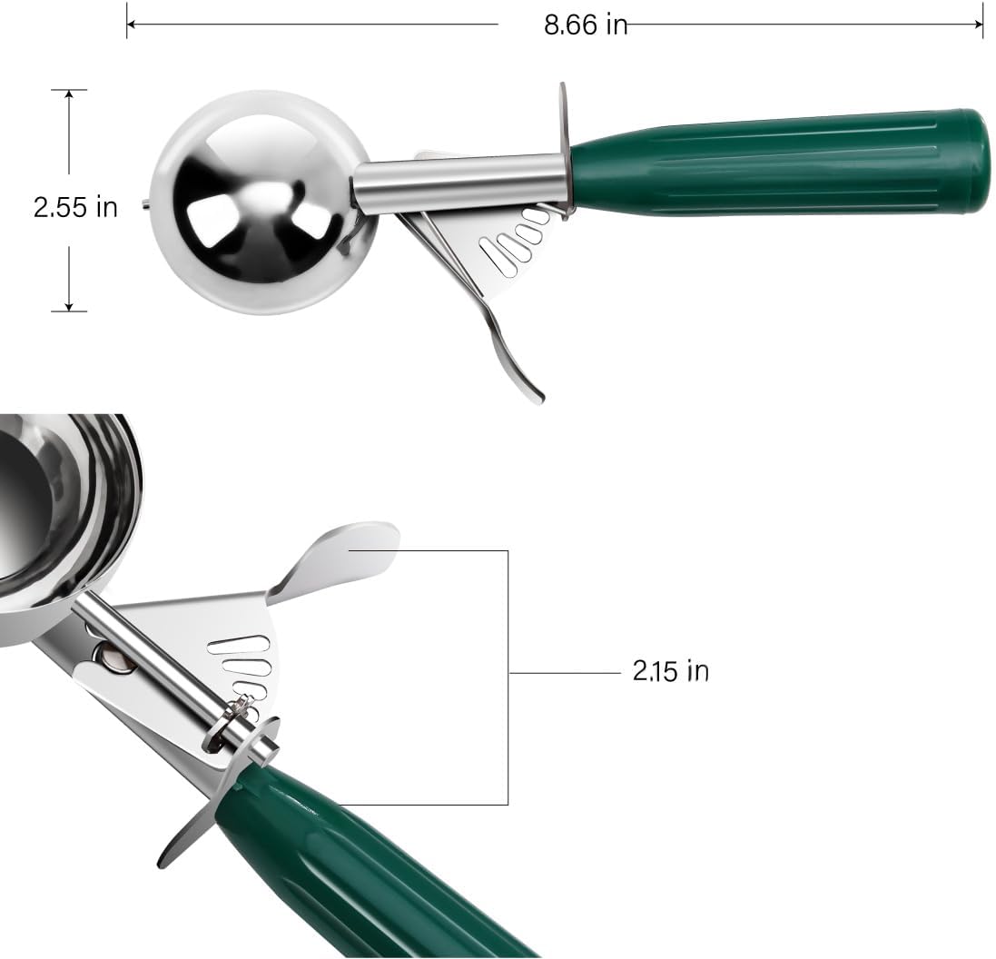 Commercial-Grade Ice Cream Scoop 3.25 oz, 18/8 Stainless Steel Cookie Scoop with Plastic Handle, Portion Control Disher Scoop for Bakeries, Restaurants & Dessert Shops, #10, Ivory