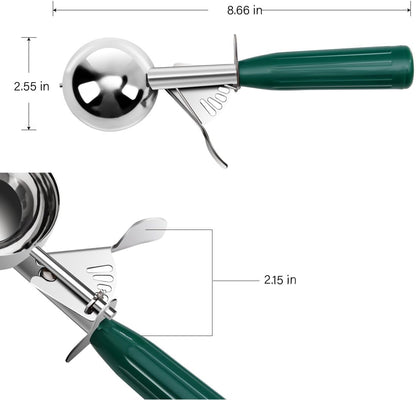 Commercial-Grade Ice Cream Scoop 3.25 oz, 18/8 Stainless Steel Cookie Scoop with Plastic Handle, Portion Control Disher Scoop for Bakeries, Restaurants & Dessert Shops, #10, Ivory