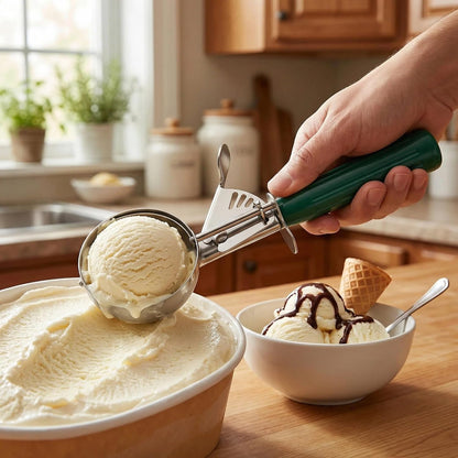Commercial-Grade Ice Cream Scoop 3.25 oz, 18/8 Stainless Steel Cookie Scoop with Plastic Handle, Portion Control Disher Scoop for Bakeries, Restaurants & Dessert Shops, #10, Ivory