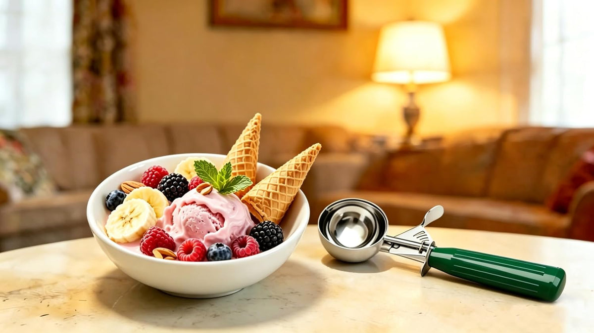 Commercial-Grade Ice Cream Scoop 3.25 oz, 18/8 Stainless Steel Cookie Scoop with Plastic Handle, Portion Control Disher Scoop for Bakeries, Restaurants & Dessert Shops, #10, Ivory