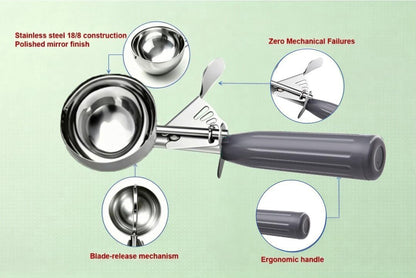 Commercial-Grade Ice Cream Scoop 3.25 oz, 18/8 Stainless Steel Cookie Scoop with Plastic Handle, Portion Control Disher Scoop for Bakeries, Restaurants & Dessert Shops, #10, Ivory