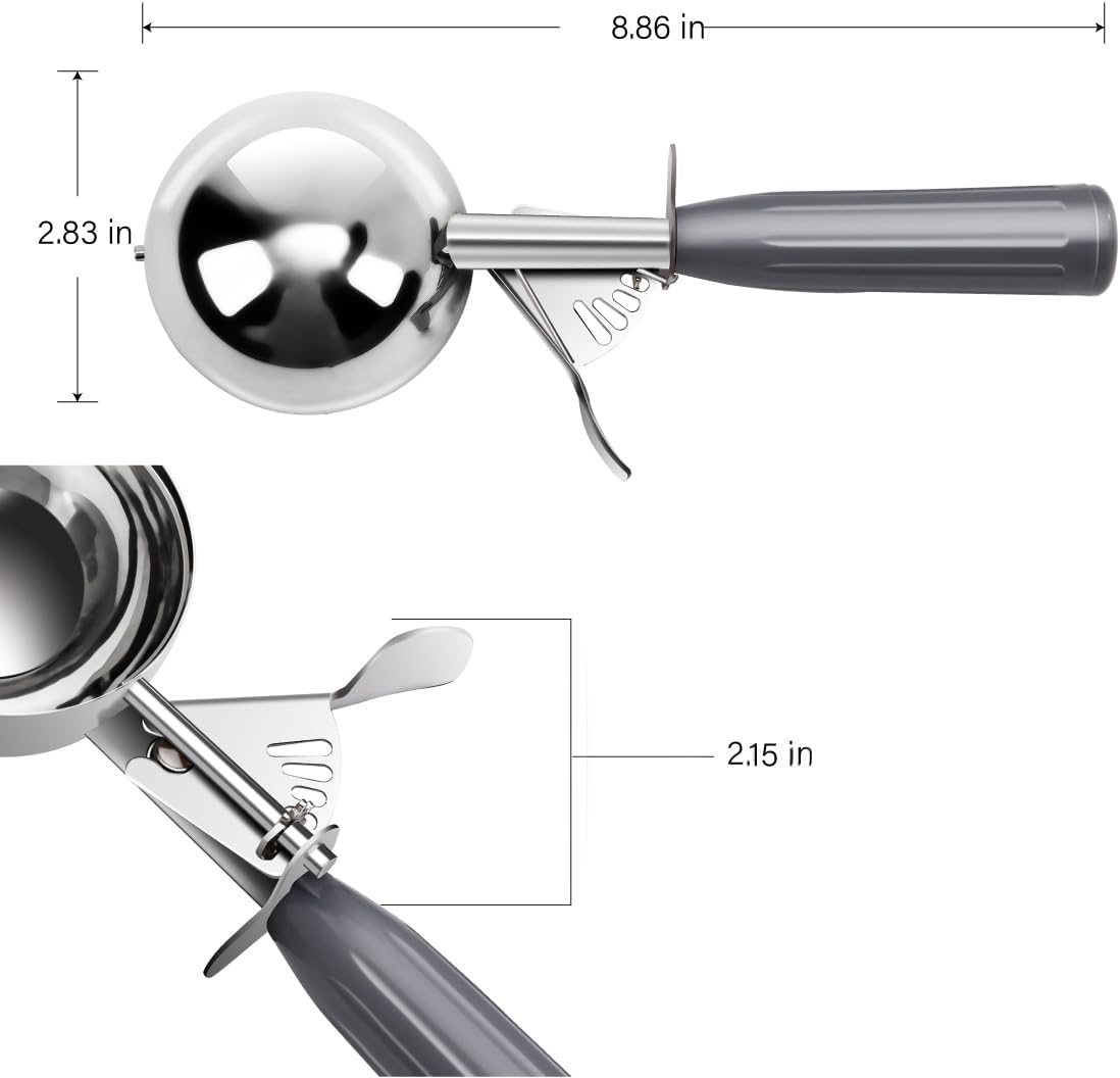 Commercial-Grade Ice Cream Scoop 3.25 oz, 18/8 Stainless Steel Cookie Scoop with Plastic Handle, Portion Control Disher Scoop for Bakeries, Restaurants & Dessert Shops, #10, Ivory