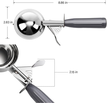 Commercial-Grade Ice Cream Scoop 3.25 oz, 18/8 Stainless Steel Cookie Scoop with Plastic Handle, Portion Control Disher Scoop for Bakeries, Restaurants & Dessert Shops, #10, Ivory