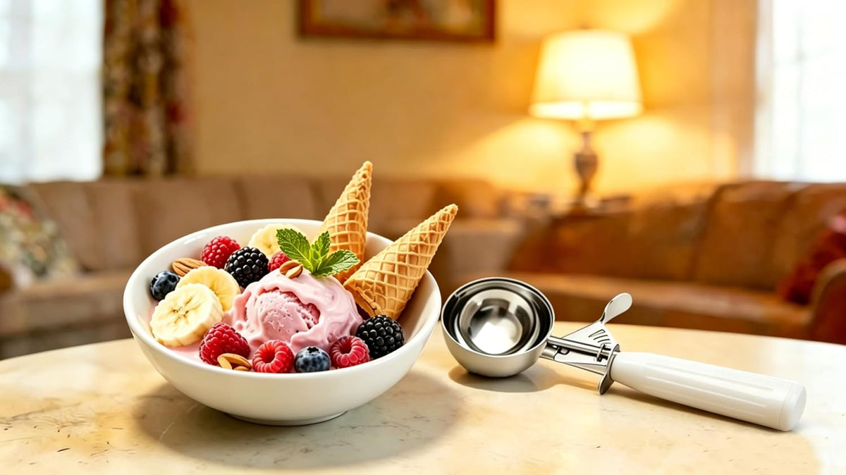 Commercial-Grade Ice Cream Scoop 3.25 oz, 18/8 Stainless Steel Cookie Scoop with Plastic Handle, Portion Control Disher Scoop for Bakeries, Restaurants & Dessert Shops, #10, Ivory