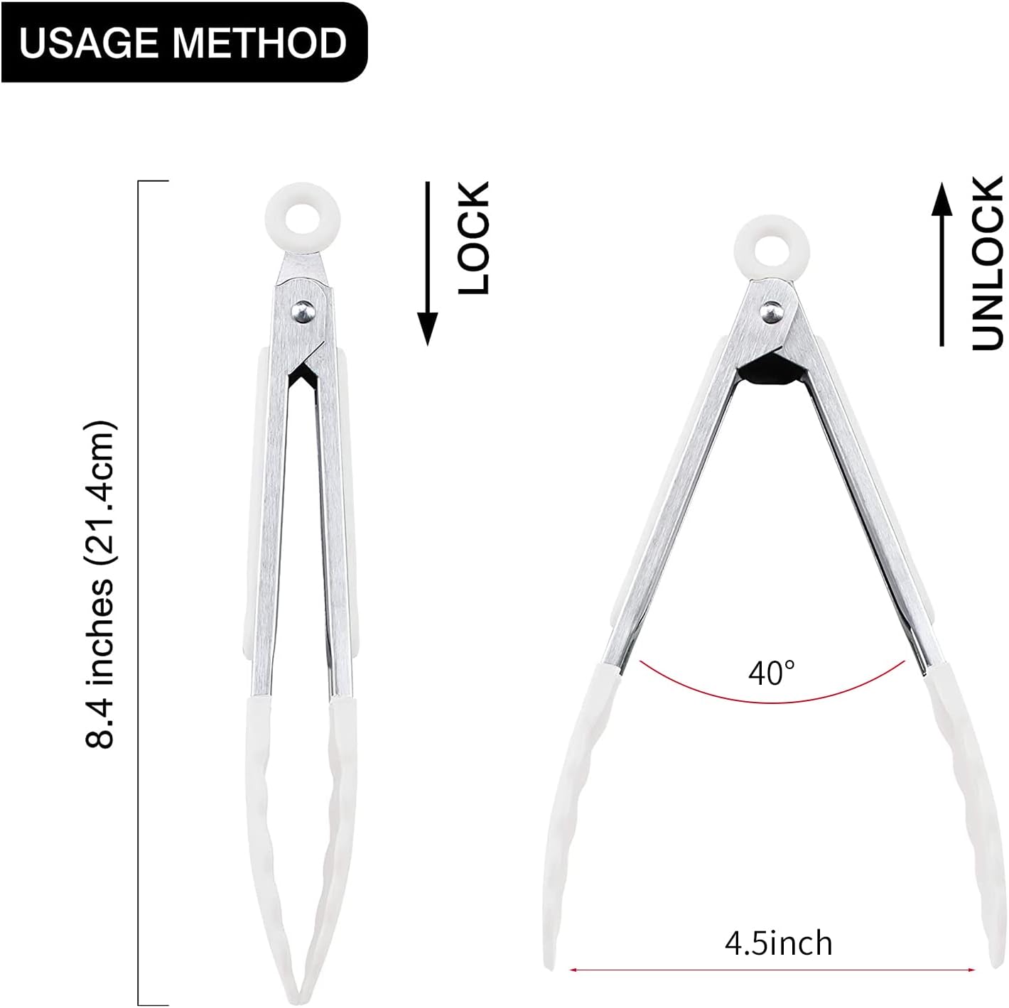 7 inch Cooking Tongs, Set of 3 Mini Kitchen Tongs Silicone Serving Tongs With Silicone Tips for FoodGrill, Salad, BBQ (Snow White)