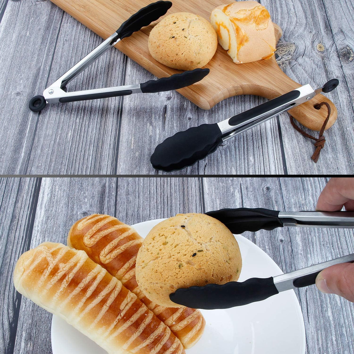 7 inch Cooking Tongs, Set of 3 Mini Kitchen Tongs Silicone Serving Tongs With Silicone Tips for FoodGrill, Salad, BBQ (Snow White)