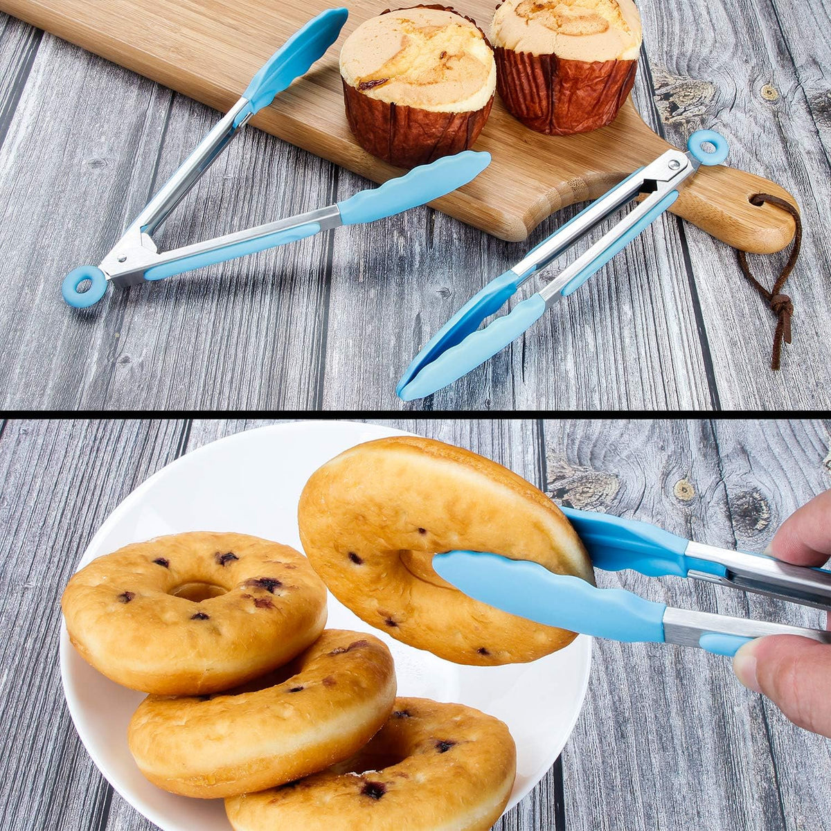 7 inch Cooking Tongs, Set of 3 Mini Kitchen Tongs Silicone Serving Tongs With Silicone Tips for FoodGrill, Salad, BBQ (Snow White)