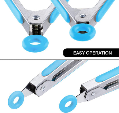 7 inch Cooking Tongs, Set of 3 Mini Kitchen Tongs Silicone Serving Tongs With Silicone Tips for FoodGrill, Salad, BBQ (Snow White)