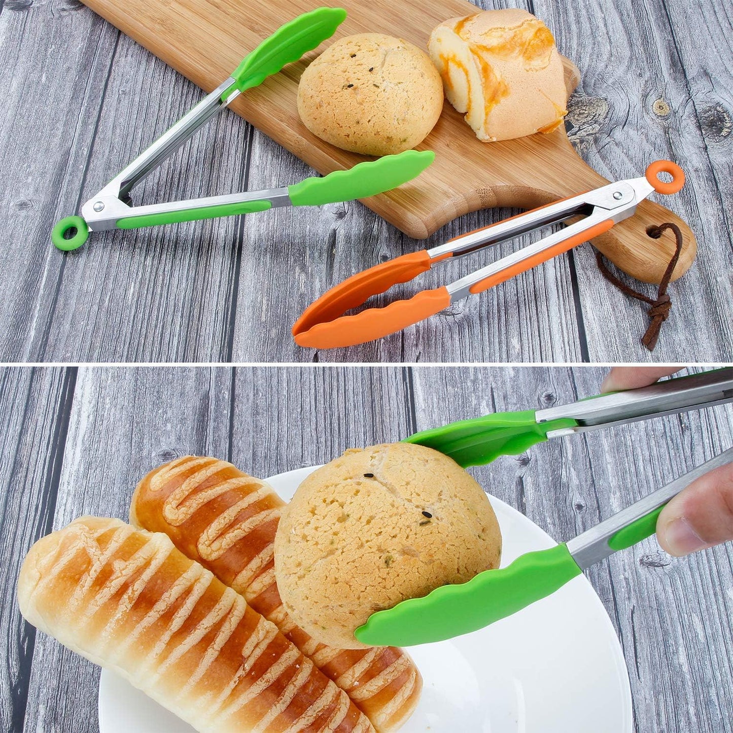 7 inch Cooking Tongs, Set of 3 Mini Kitchen Tongs Silicone Serving Tongs With Silicone Tips for FoodGrill, Salad, BBQ (Snow White)