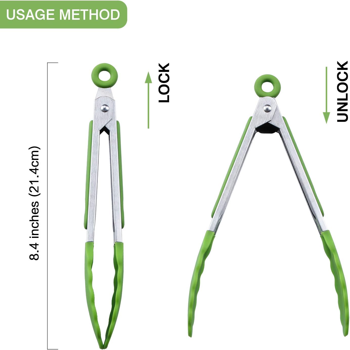 7 inch Cooking Tongs, Set of 3 Mini Kitchen Tongs Silicone Serving Tongs With Silicone Tips for FoodGrill, Salad, BBQ (Snow White)