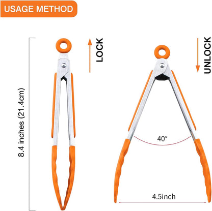 7 inch Cooking Tongs, Set of 3 Mini Kitchen Tongs Silicone Serving Tongs With Silicone Tips for FoodGrill, Salad, BBQ (Snow White)