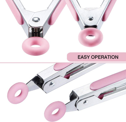 7 inch Cooking Tongs, Set of 3 Mini Kitchen Tongs Silicone Serving Tongs With Silicone Tips for FoodGrill, Salad, BBQ (Snow White)