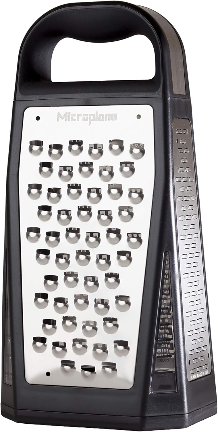 Elite Multi-Sided Grater with 5 Blade Styles: Fine, Coarse Grain, Ultra Coarse Grain, Double Edge and Wide Cut - Kitchen Grater with Stainless Steel Blades