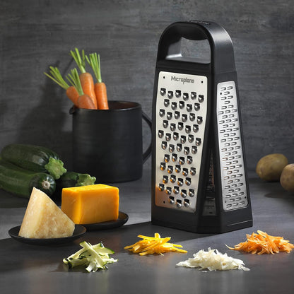 Elite Multi-Sided Grater with 5 Blade Styles: Fine, Coarse Grain, Ultra Coarse Grain, Double Edge and Wide Cut - Kitchen Grater with Stainless Steel Blades