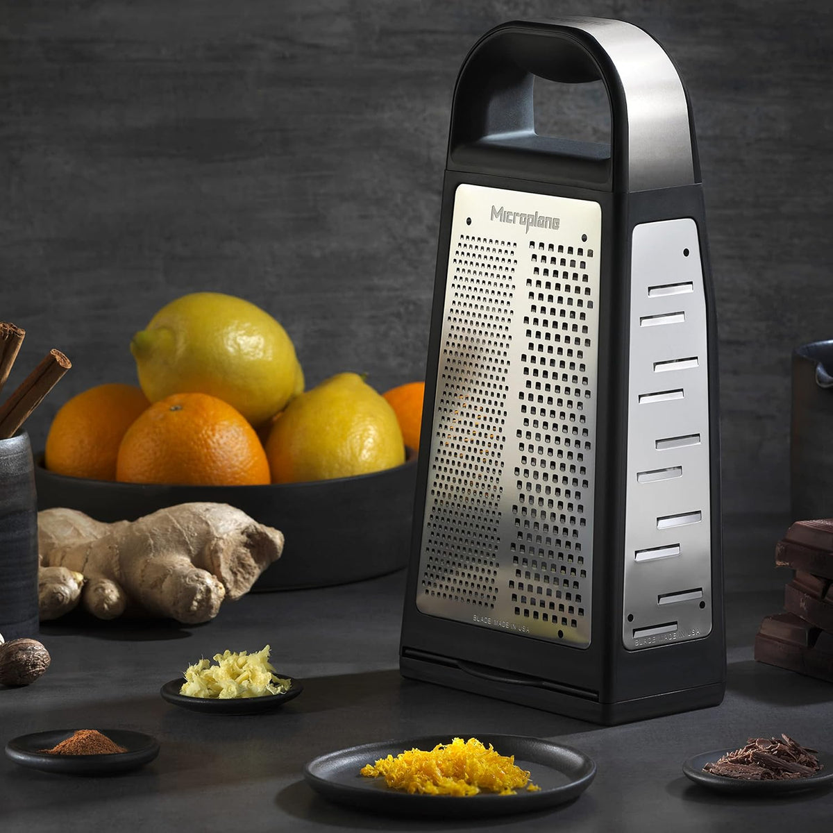 Elite Multi-Sided Grater with 5 Blade Styles: Fine, Coarse Grain, Ultra Coarse Grain, Double Edge and Wide Cut - Kitchen Grater with Stainless Steel Blades