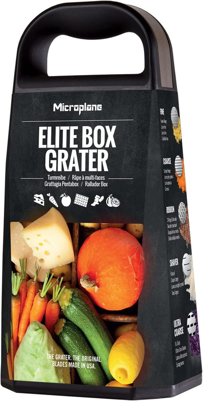 Elite Multi-Sided Grater with 5 Blade Styles: Fine, Coarse Grain, Ultra Coarse Grain, Double Edge and Wide Cut - Kitchen Grater with Stainless Steel Blades