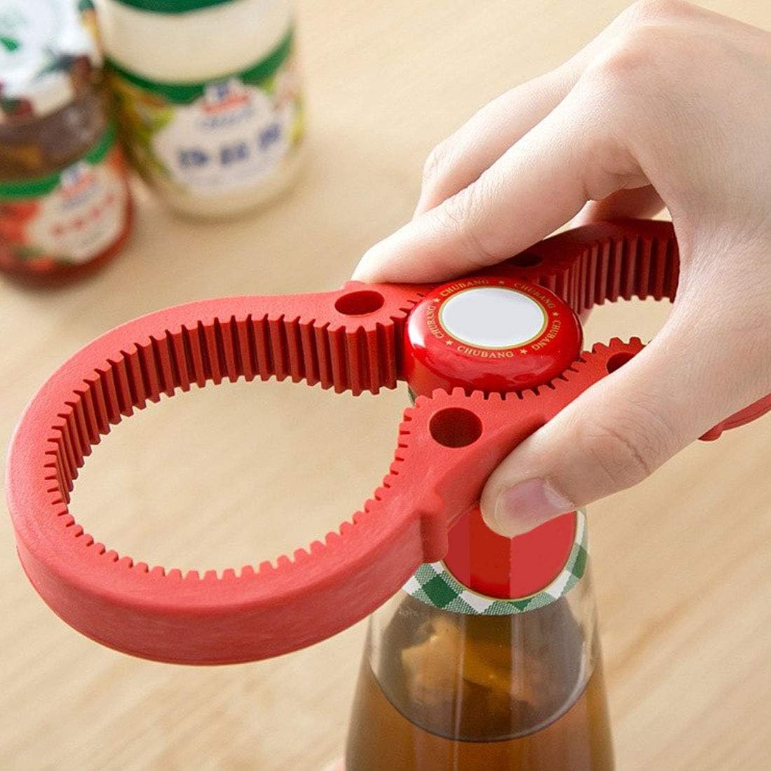 3in1 Container Bottle Jar Lid Can Opener Hand Easy Twist Kitchen Tool Silicon Jar Opener Screw Cap Jar Bottle Wrench Red, Green, Blue Random color (Multicolored)