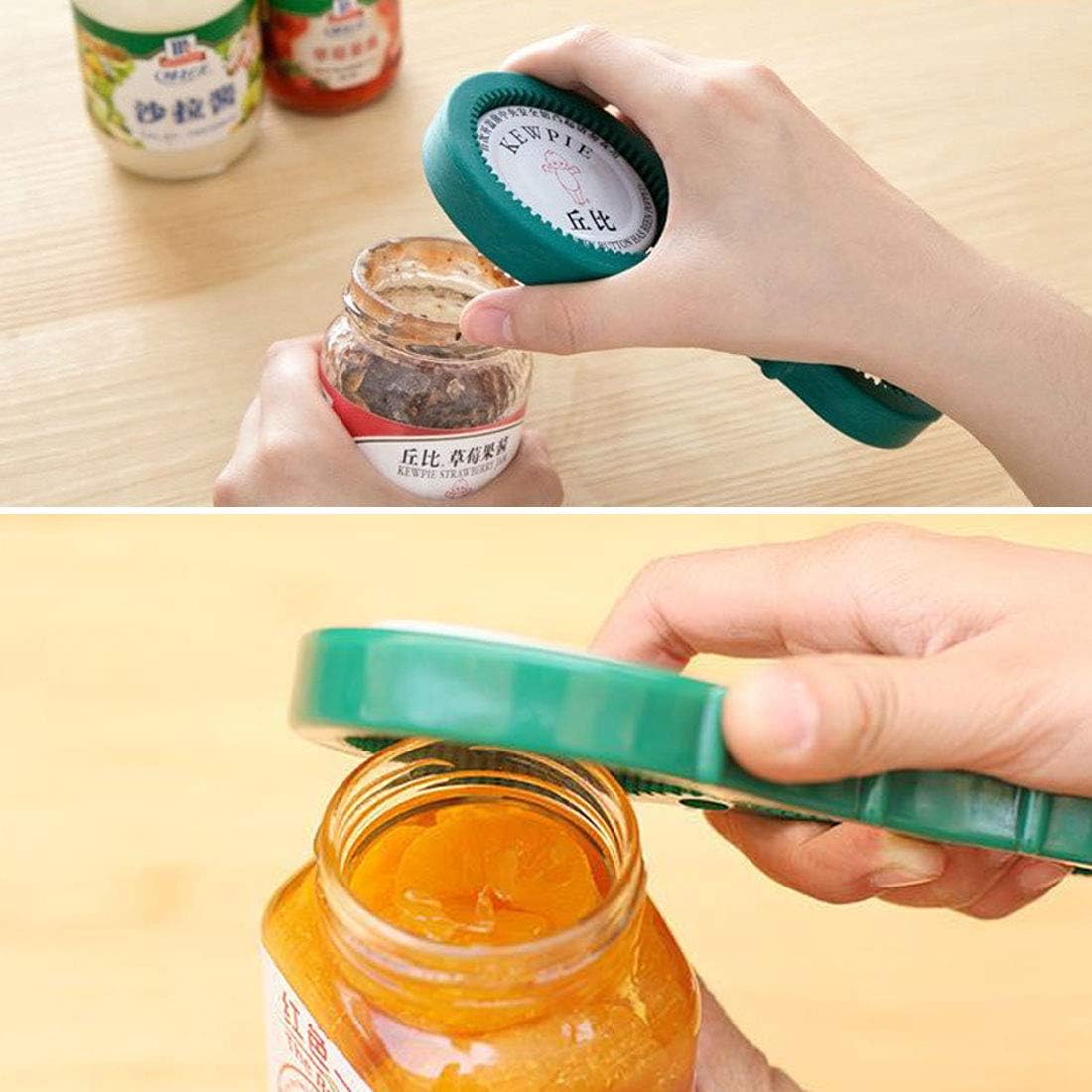 3in1 Container Bottle Jar Lid Can Opener Hand Easy Twist Kitchen Tool Silicon Jar Opener Screw Cap Jar Bottle Wrench Red, Green, Blue Random color (Multicolored)