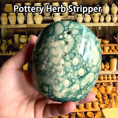 Pottery Herb Stripper Bowl, Handmade Pottery Herb Stripper Ceramic Herb Stripper Quick Stem Removal Ceramic Bowl 2025 New Ceramic Kitchen Herb Stripping Tool