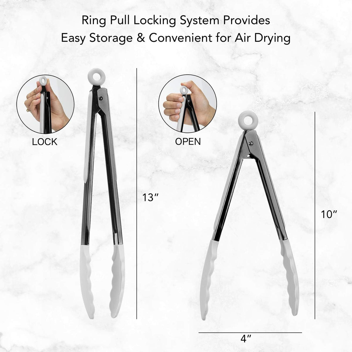 Stainless Steel Silicone Tipped Kitchen Food BBQ and Cooking Tongs for Non Stick Cookware, BPA Fee, Stylish, Sturdy, Locking, Grill Tongs, Gunmetal, Tong and Whisk Set, Gray