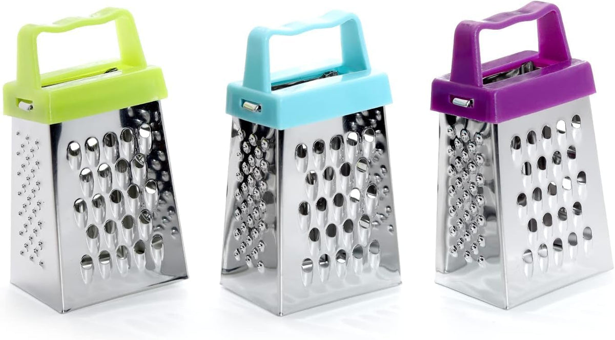 3Pcs Mini Cheese Grater, Professional Box Grater, Stainless Steel with 4 Sides, Small Box Graters for Kitchen Slicer Cheese/Ginger/Vegetable