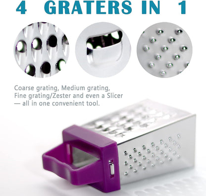 3Pcs Mini Cheese Grater, Professional Box Grater, Stainless Steel with 4 Sides, Small Box Graters for Kitchen Slicer Cheese/Ginger/Vegetable