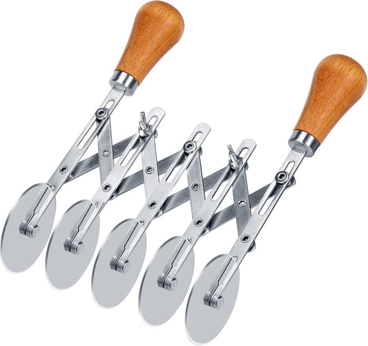 5 Wheel Pastry Cutter Stainless, Multi-Round Wheel Pasta Dough Cutter