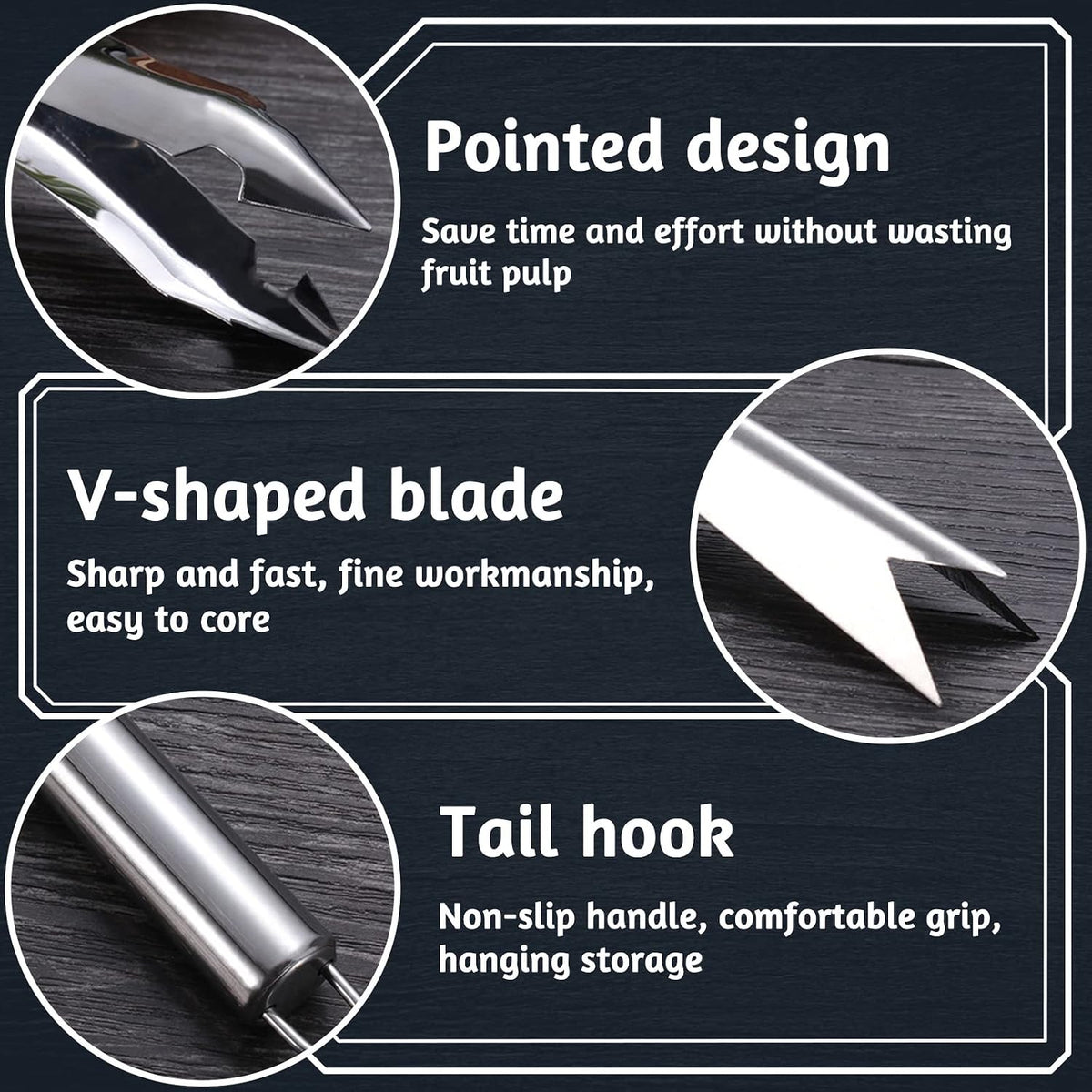 4PCS Pineapple Eye Peeler Remover Tool, Stainless Steel Pineapple Eye Clip and V Shape Pineapple Eye Cutter, for Home Kitchen Fruit Store Supermarket, Silver, 4.72 inch, 7.87 inch