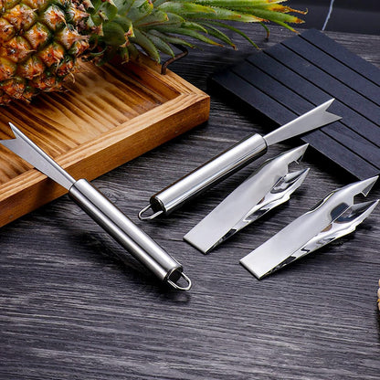 4PCS Pineapple Eye Peeler Remover Tool, Stainless Steel Pineapple Eye Clip and V Shape Pineapple Eye Cutter, for Home Kitchen Fruit Store Supermarket, Silver, 4.72 inch, 7.87 inch
