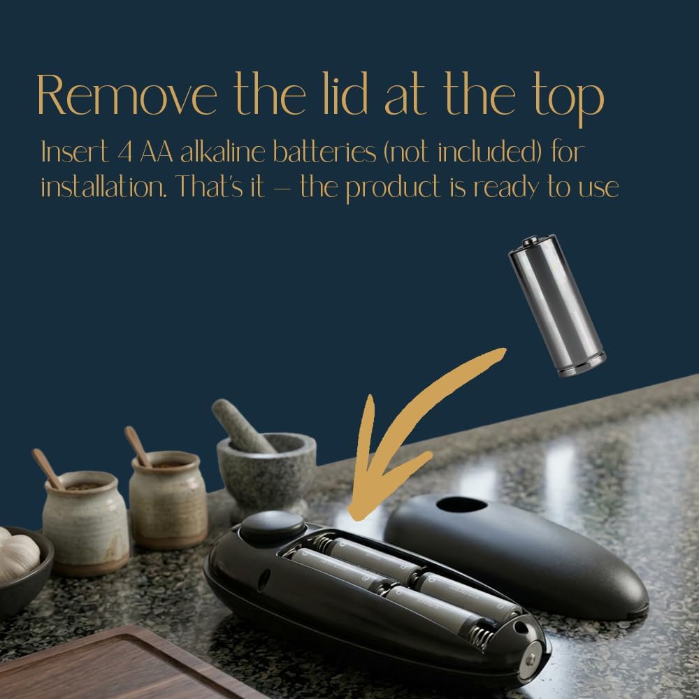 Electric Can Opener – Automatic One Touch Hands Free Can Opener for Seniors, Battery Operated Cordless, Smooth Edge Safety, Handheld Stainless Steel Blade, Open Any Size Can, Black
