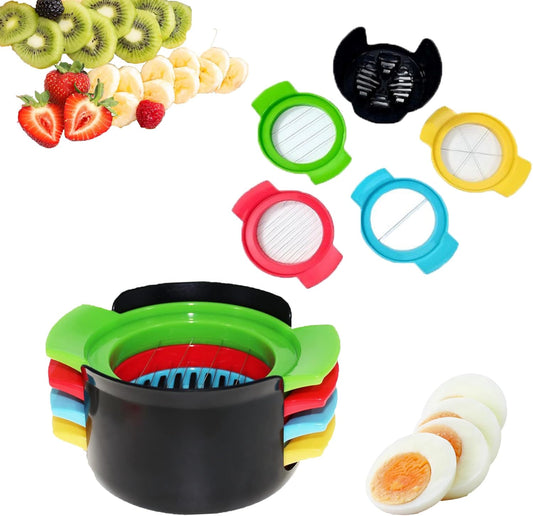 4-in-1 Egg Slicer for Hard Boiled Eggs, Stainless Steel Cutter for Avocado, Fruit & Luncheon Meat, Kitchen Tool with 4 Cut Styles, Dishwasher Safe