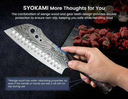 Cleaver Chef Knife with Herb Stripper, 7" Asian Kitchen Knife