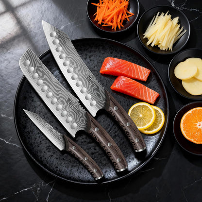 Cleaver Chef Knife with Herb Stripper, 7" Asian Kitchen Knife