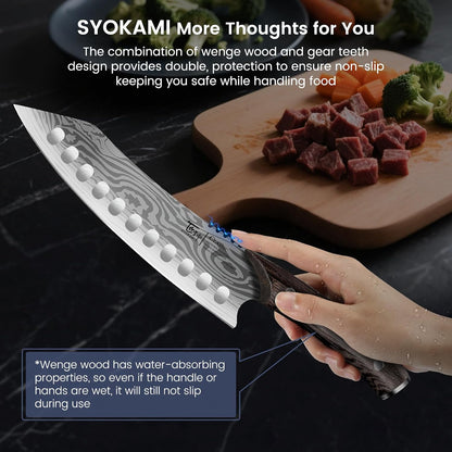 Cleaver Chef Knife with Herb Stripper, 7" Asian Kitchen Knife