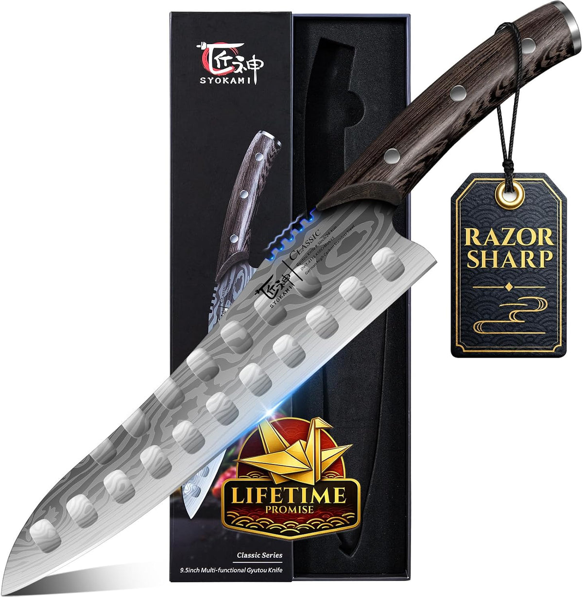 Cleaver Chef Knife with Herb Stripper, 7" Asian Kitchen Knife