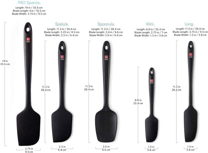 Silicone Spatula Set - 600F Heat Resistant, 5-Pc Black