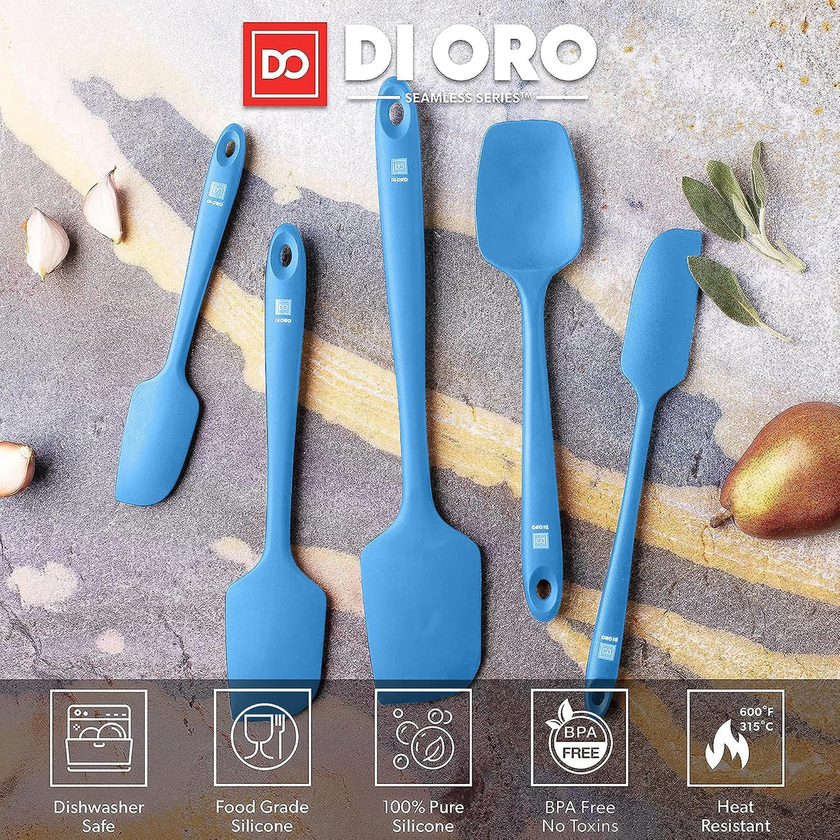 Silicone Spatula Set - 600F Heat Resistant, 5-Pc Black