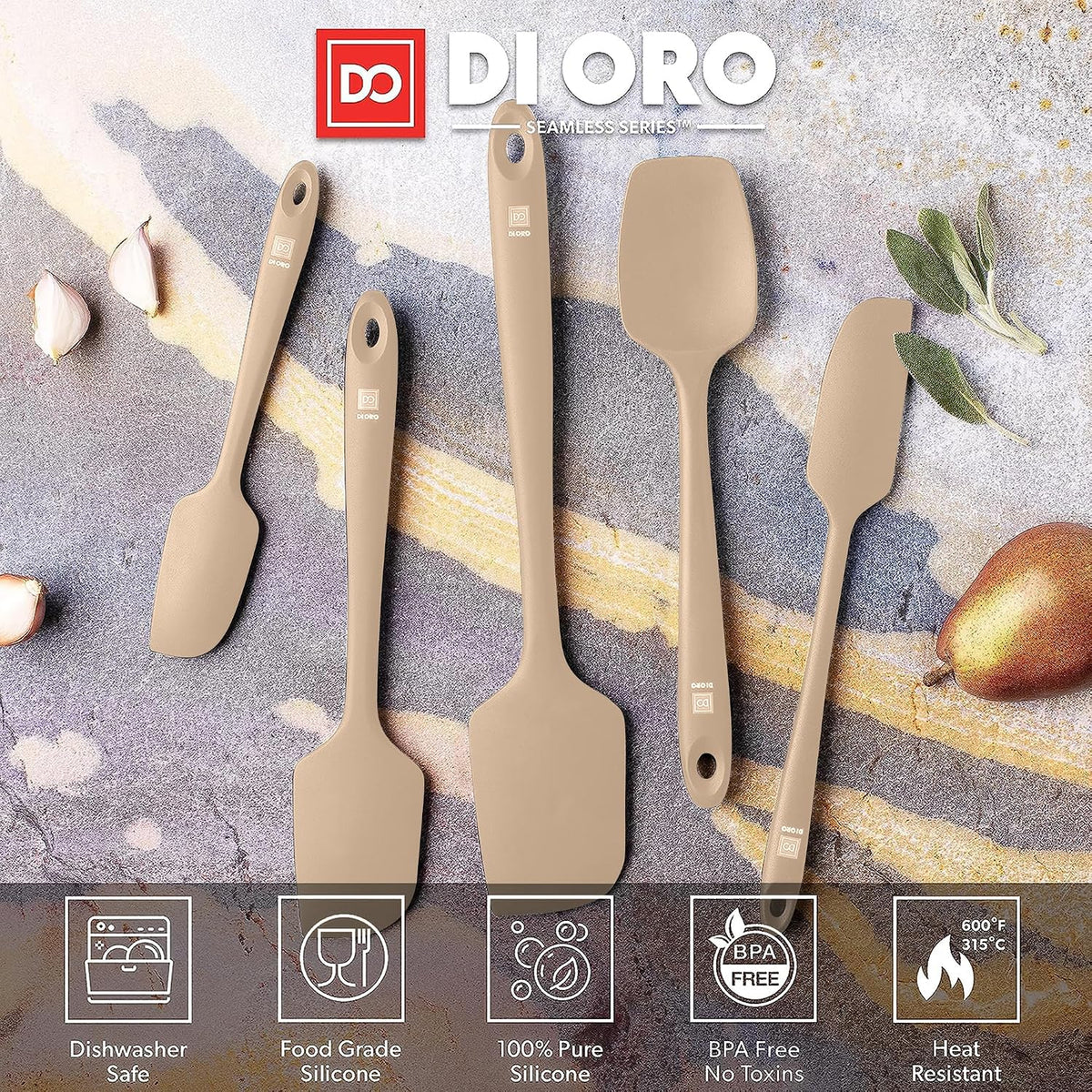 Silicone Spatula Set - 600F Heat Resistant, 5-Pc Black