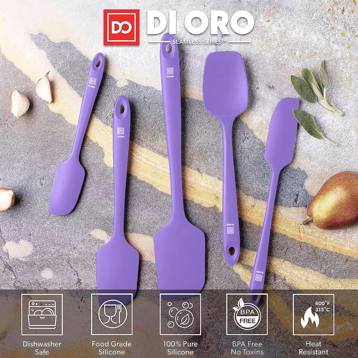 Silicone Spatula Set - 600F Heat Resistant, 5-Pc Black