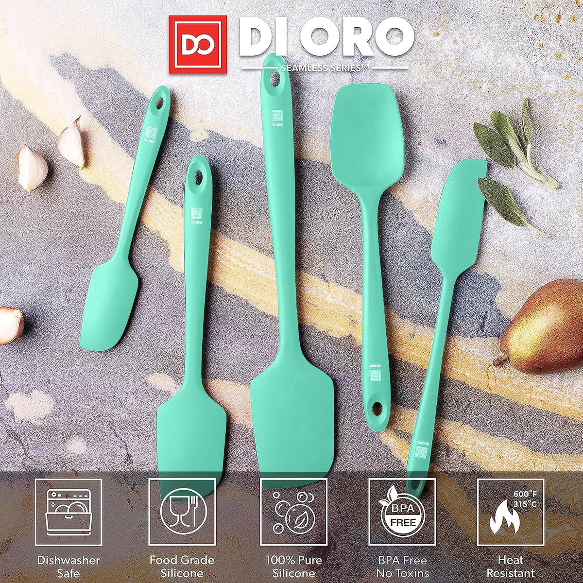 Silicone Spatula Set - 600F Heat Resistant, 5-Pc Black