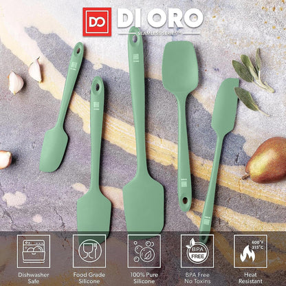 Silicone Spatula Set - 600F Heat Resistant, 5-Pc Black