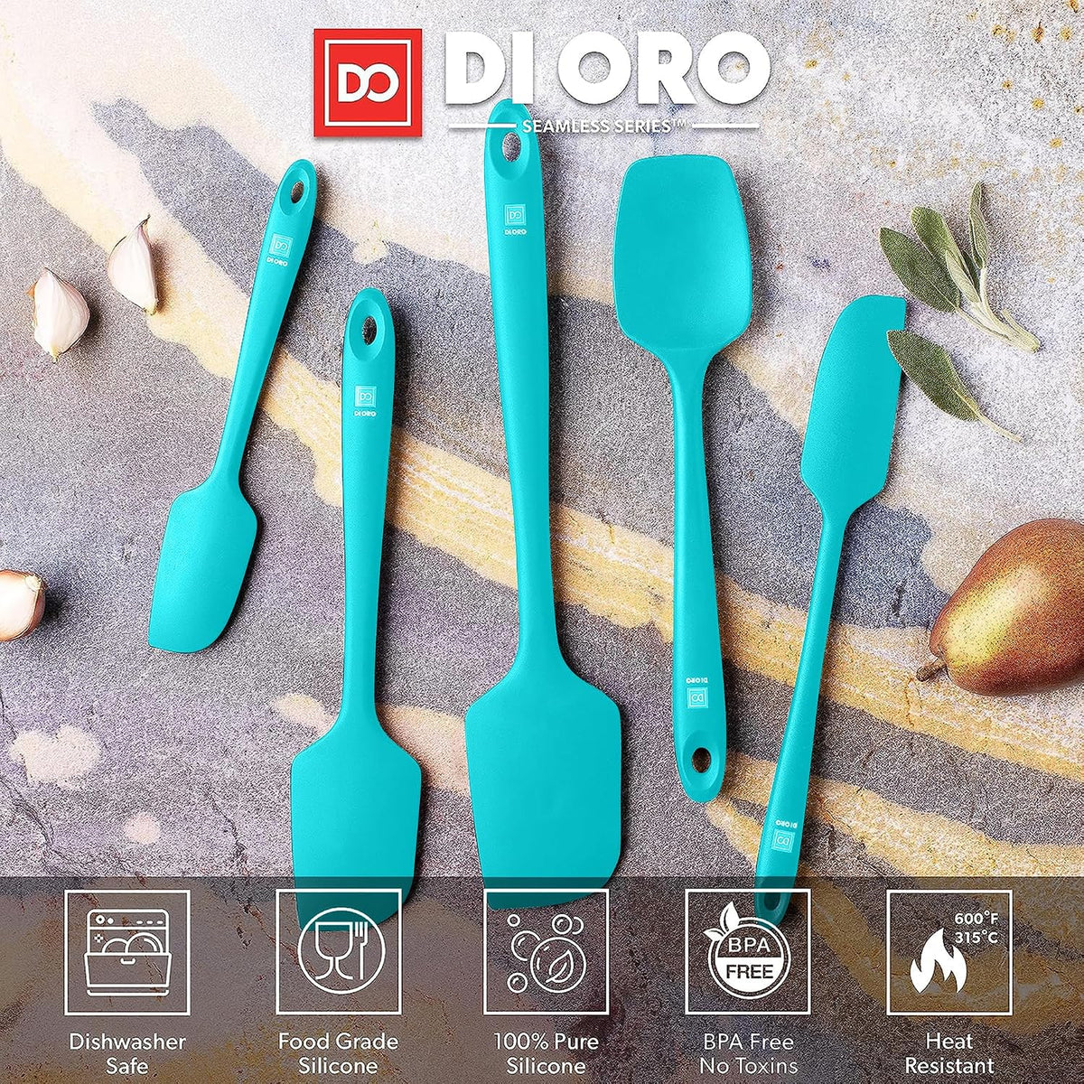 Silicone Spatula Set - 600F Heat Resistant, 5-Pc Black